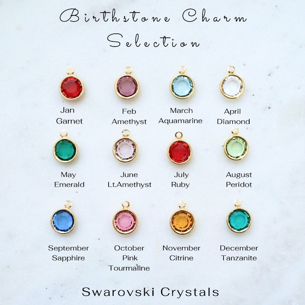 Crystal Birthstone Charm, Personalized Birth Stone Pendant, Birthstone Month, Custom Birth Stone, Personalized Stone Charm