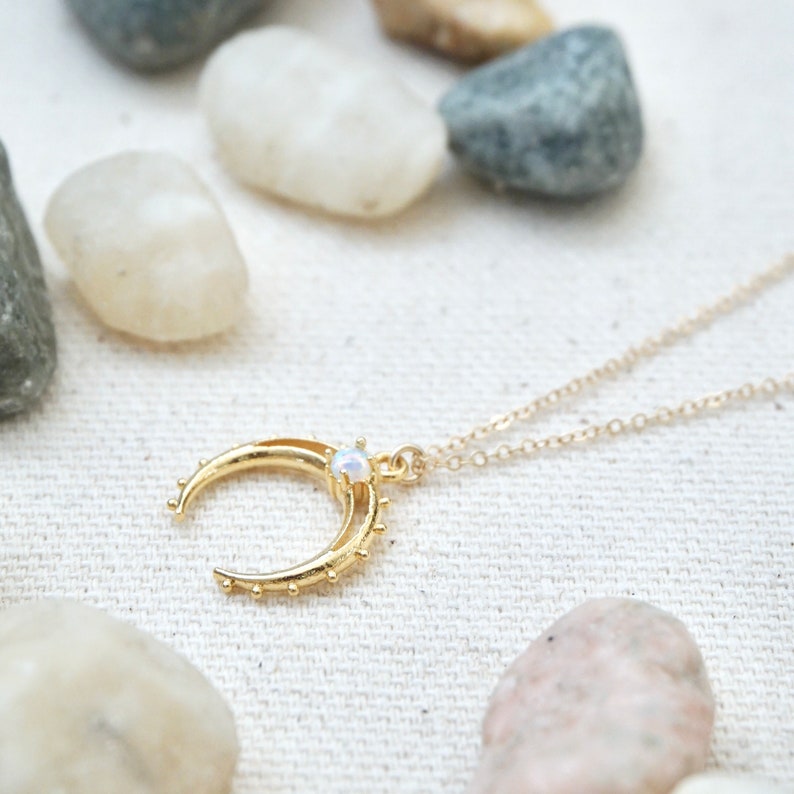 Gold Opal Necklace by YSM Designs
