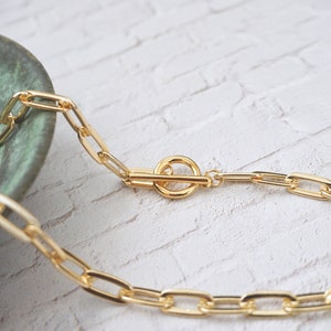 Thick Link Necklace, Paperclip Chain Necklace, Chunky Necklace, Layering Necklace, Toggle Necklace- The Avery Necklace bild 3