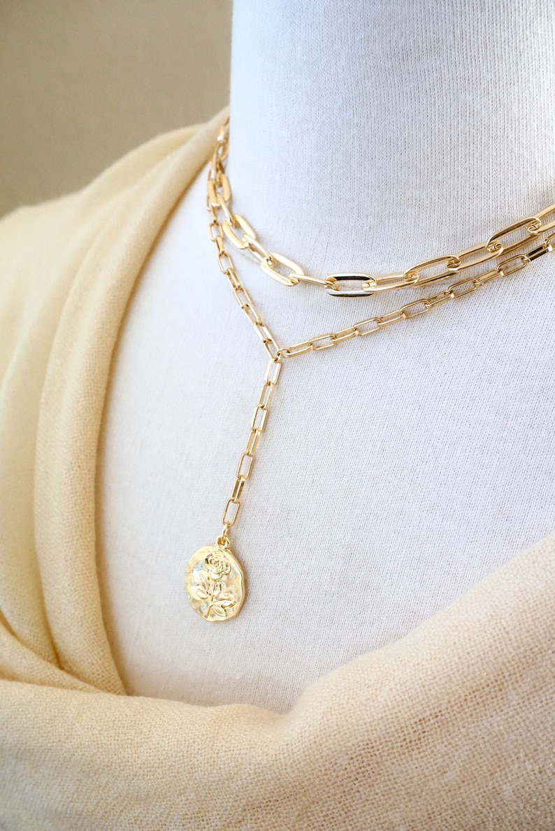 Thick Link Necklace, Paperclip Chain Necklace, Chunky Necklace, Layering Necklace, Toggle Necklace- The Avery Necklace bild 9