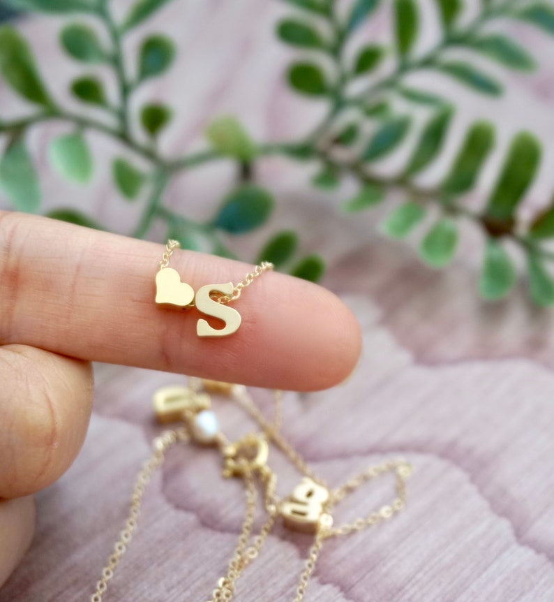 Personalized Initial Necklace Dainty Gold Necklace Etsy