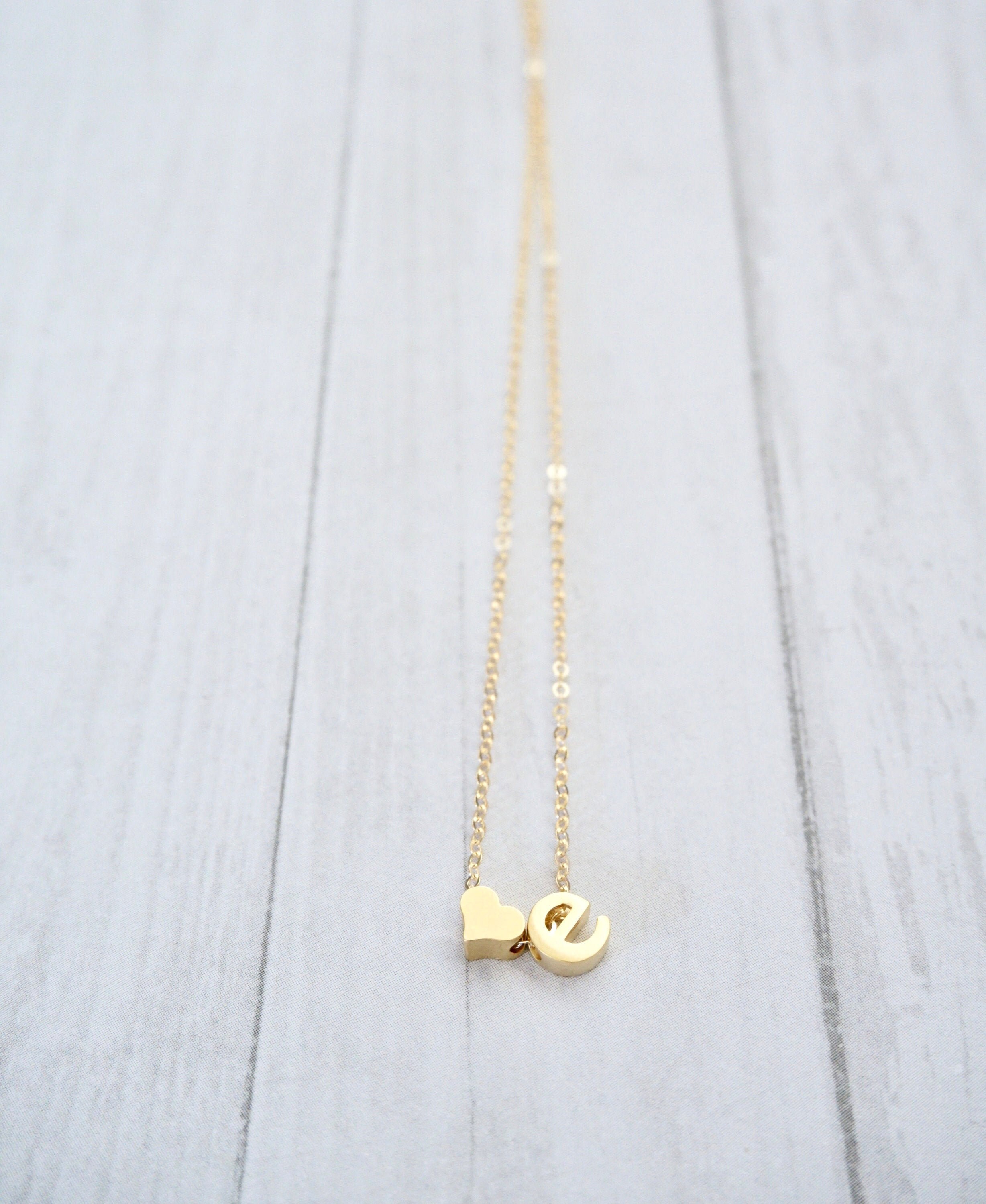 Personalized Initial Necklace Dainty Gold Necklace Etsy