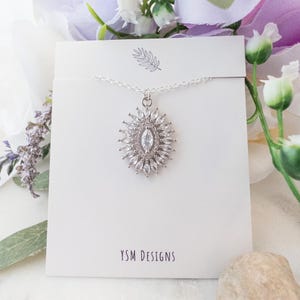 Silver crystal pendant necklace