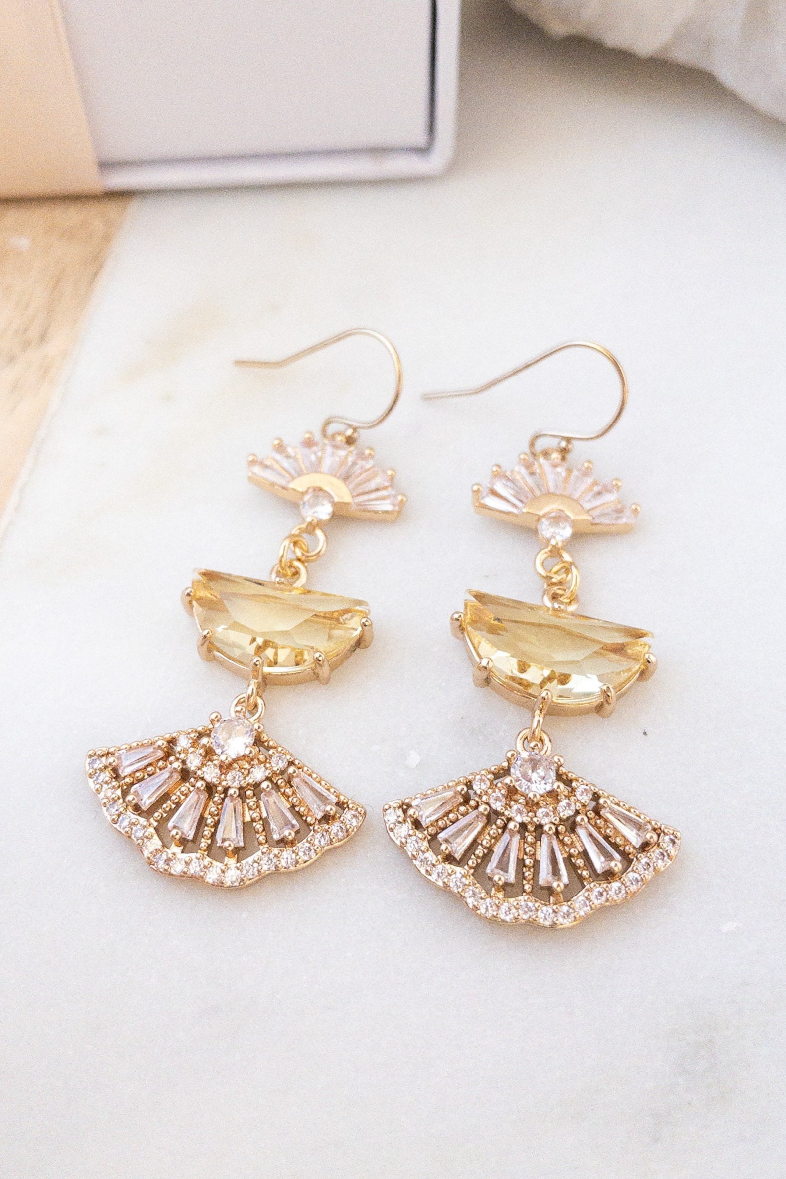 Yellow Art Deco Earrings Boho Bridal Earrings Gold Statement Earrings Yellow Art Deco Earrings Boho Bridal Earrings Gold Statement Earrings