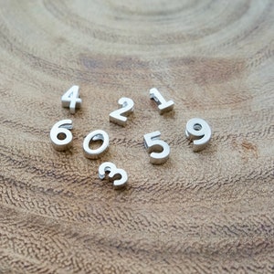 Number Charms, Tiny 925 Silvers Number Slide Beads for Jewelry Making, Small Number Pendants, Number Beads for Bracelets (P008-S) #3 - 1 Piece