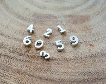 Add a number charm to my necklace, Tiny Number Charm, Small Number Pendant, Number Bead Charm, Small Charm Number Silver, Gold Number