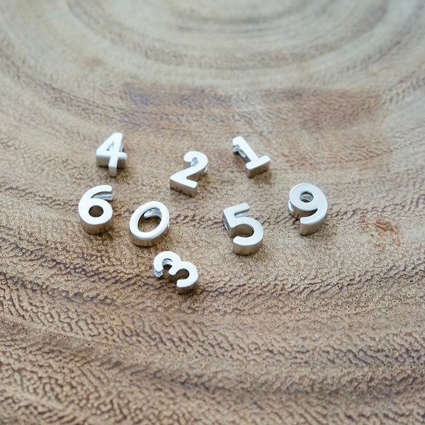 Add a number charm to my necklace, Tiny Number Charm, Small Number Pendant, Number Bead Charm, Small Charm Number Silver, Gold Number