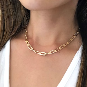 Thick Link Necklace, Paperclip Chain Necklace, Chunky Necklace, Layering Necklace, Toggle Necklace- The Avery Necklace bild 1