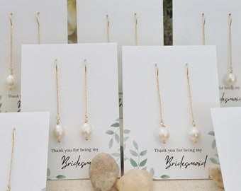 Pendientes de perlas para damas de honor, joyería de perlas, delicados pendientes de perlas para damas de honor, regalo de agradecimiento, propuesta de dama de honor, pendientes de perlas