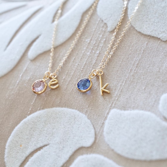 Solid Gold Small Initial Letter Charm Necklace by Lily & Roo