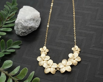 Plumeria Necklace Gold Plumeria Jewelry Lei Hawaiian Necklace Gift