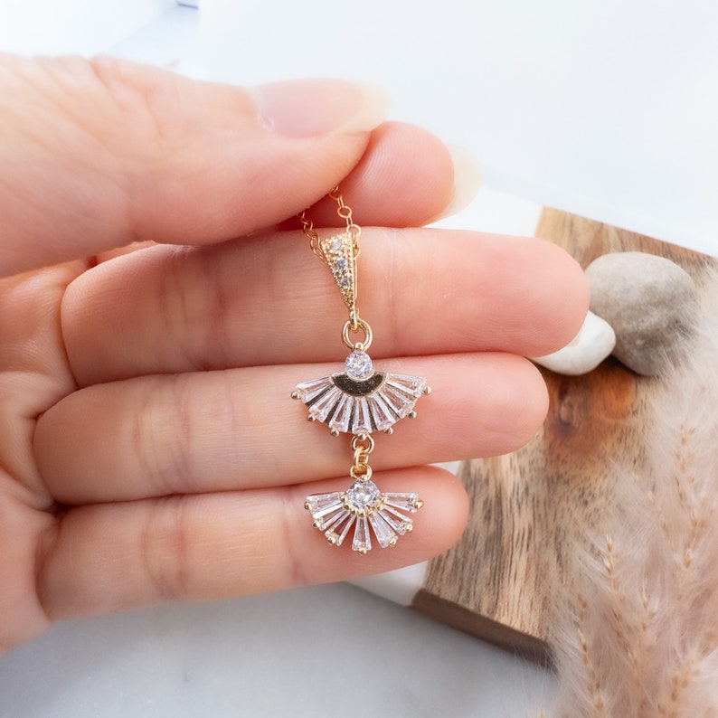 Dainty Gold Crystal Baguette Necklace by YSM Designs