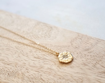 Gold North Star Necklace - North Star Coin Necklace, North Star Pendant Necklace, Dainty Gold Necklace, Celestial Jewelry, Guiding Star