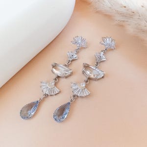 Silver Blue Bridal Earrings