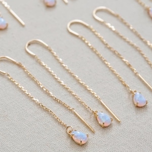 Opal Threader Earrings, Long Gold Earrings, Chain Earrings, Dainty Earrings, Long Earrings, Dangly Earrings, Opal Earrings image 6