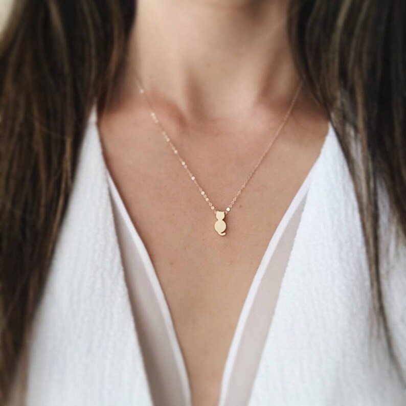 Gold Tiny Cat Necklace Cat Lovers Necklace Pet Cat Etsy