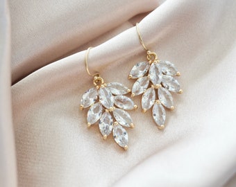 Art Deco Leaf Earrings, Art Deco Earrings, Sparkly Crystal Earrings, Woodland Wedding Earrings, Woodland Earrings, Party Earrings