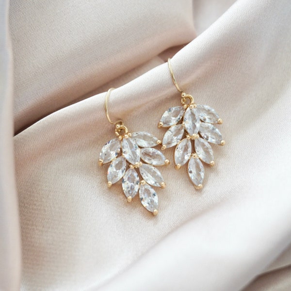 Art Deco Leaf Earrings, Art Deco Earrings, Sparkly Crystal Earrings, Woodland Wedding Earrings, Woodland Earrings, Party Earrings