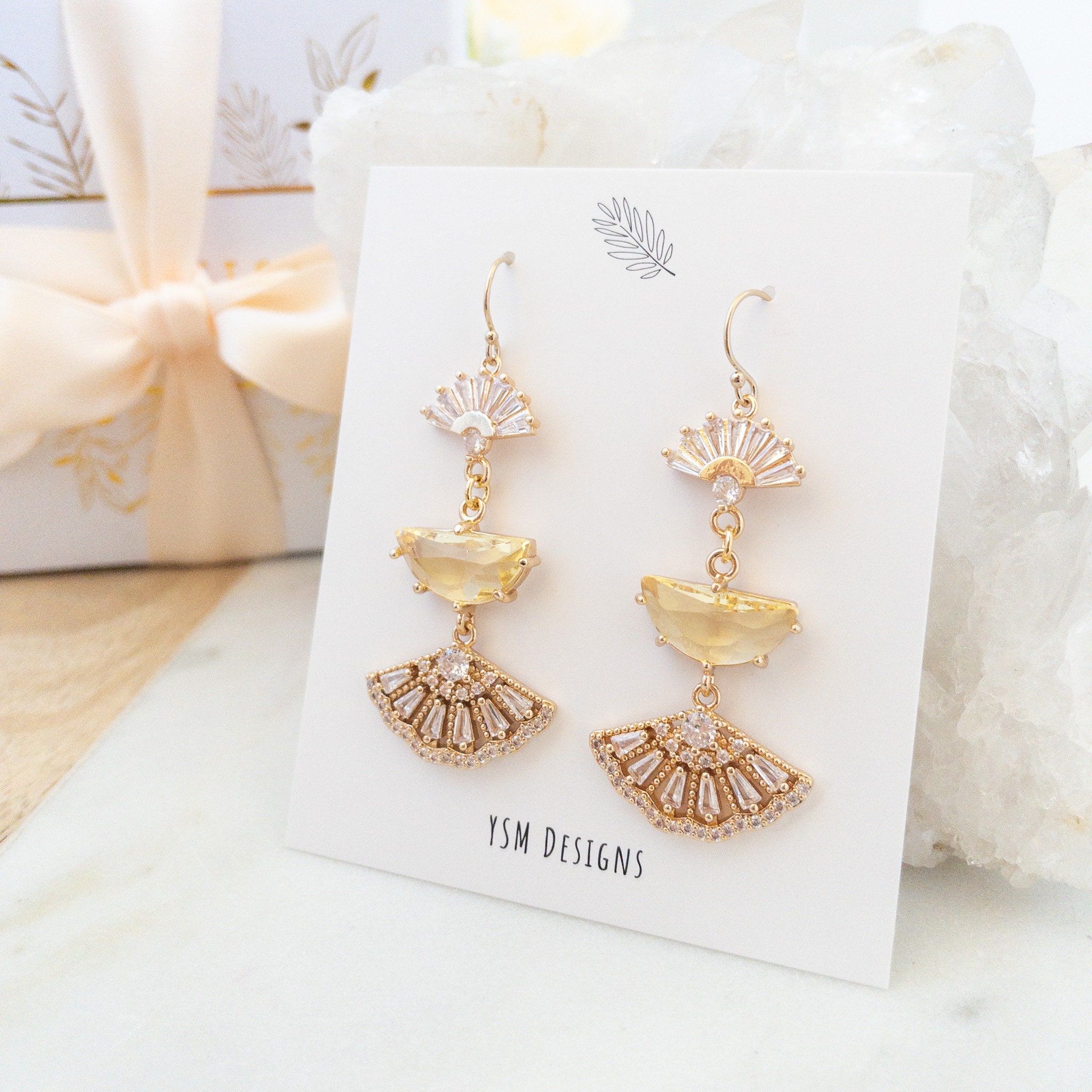 Yellow Art Deco Earrings Boho Bridal Earrings Gold Statement Earrings Yellow Art Deco Earrings Boho Bridal Earrings Gold Statement Earrings