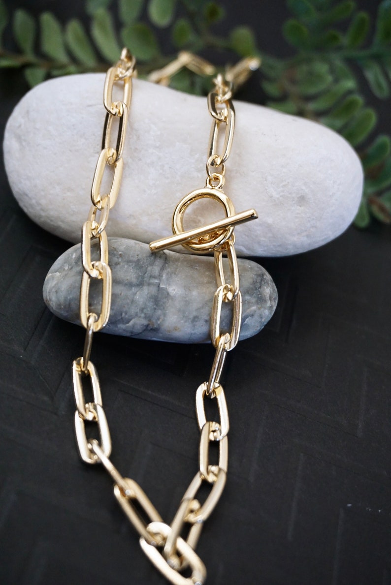 Thick Link Necklace, Paperclip Chain Necklace, Chunky Necklace, Layering Necklace, Toggle Necklace- The Avery Necklace bild 5