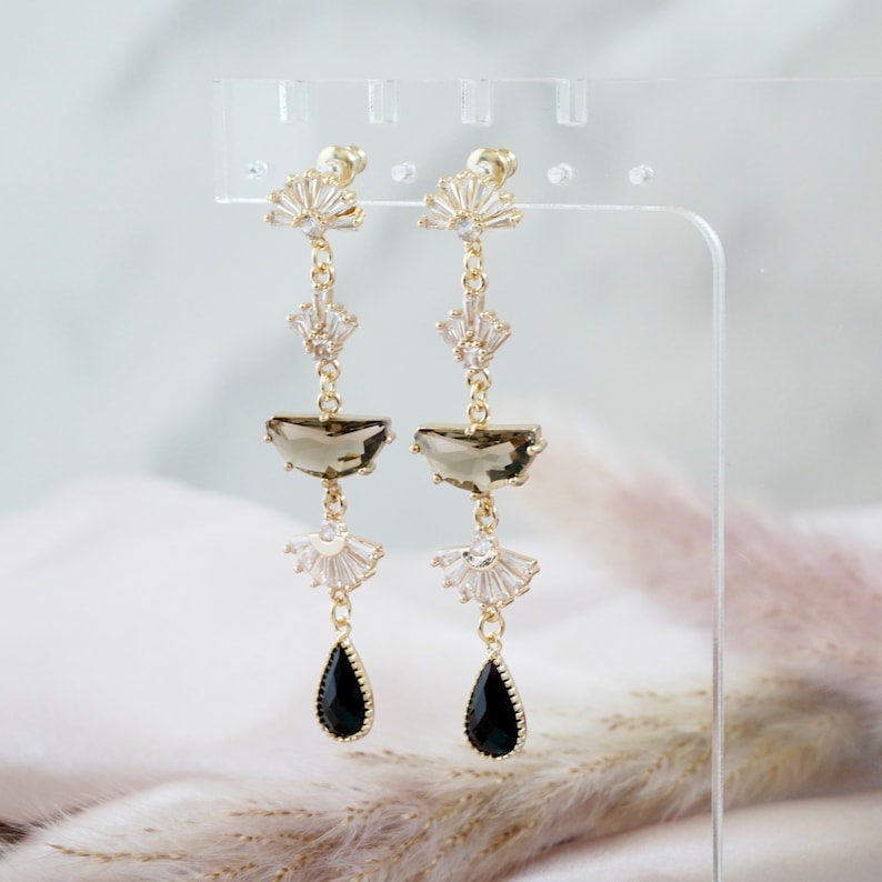 Statement Earrings for Brides Long Drop Earrings by YSM Designs
