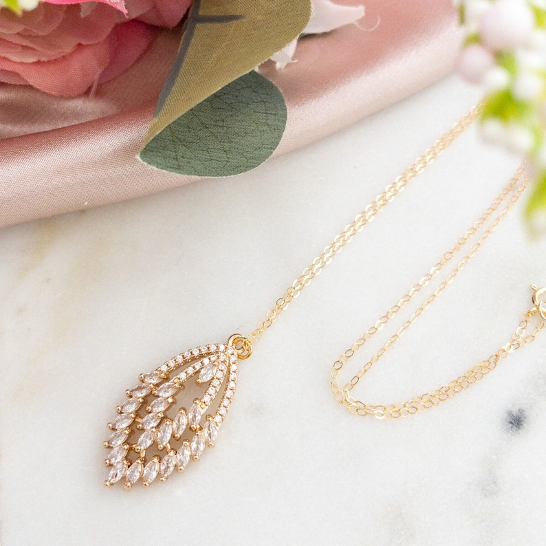 Leaf Bridal Necklace by YSM Designs