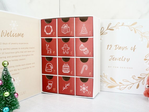 Christmas Advent Calendar Jewelry Box Xmas Countdown Calendar 12