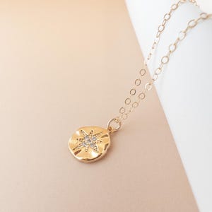 Gold North Star Necklace - North Star Coin Necklace, North Star Pendant Necklace, Dainty Gold Necklace, Celestial Jewelry, Guiding Star