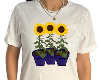 Sunflower Graphic T-shirt: 100% Cotton, Made in USA