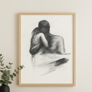 Abrazo de pareja – Impresión digital estilo carbón
