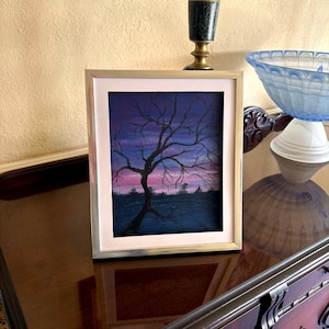 Original oil pastel drawing - tree.