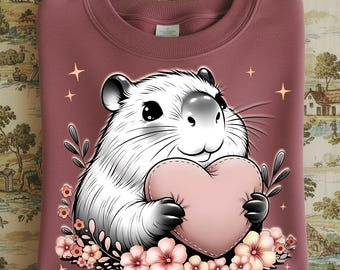 Niedliches Capybara PNG: Capybara Blumenmuster, Kawaii Tierliebhaber Sublimation, Anime T-Shirt (Digitaler Download)