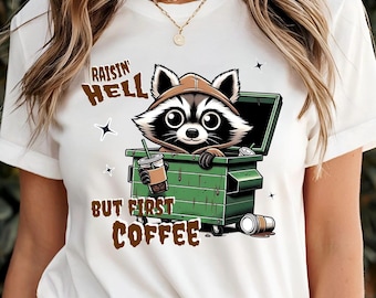 Funny Raccoon Iced Coffee PNG: funny animal Sarcastic Design, feral Clipart (Digital Download)