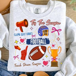 Coquette Football PNG: Touch Down Saison, Fußball Bogen, Preppy Game Day Shirt (Digitaler Download)