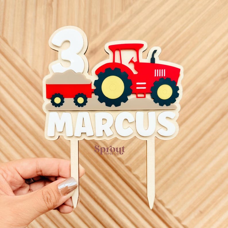 Personalised Tractor Cake Topper | Farm Birthday Cake Topper | Custom ...
