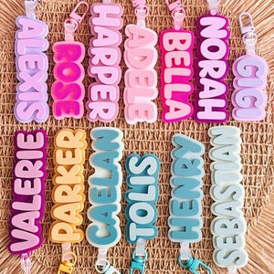 Personalised 2-Tone Keyring | Funky Bubble Style | Acrylic Backpack Tag | School Bag Tag | Custom Name Keychain | Kids Bag Luggage Tag
