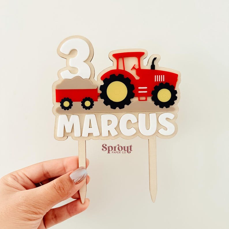 Personalised Tractor Cake Topper | Farm Birthday Cake Topper | Custom ...