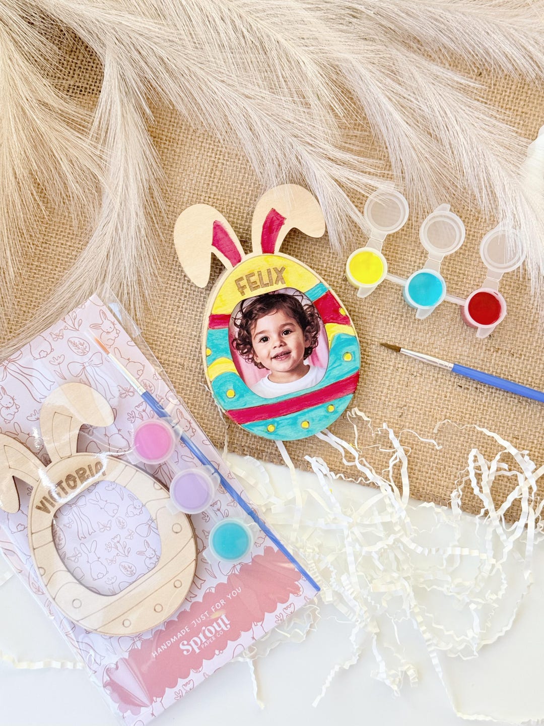 Custom Name Magnetic Photo Frame | Easter Bunny Kids Paint Kit | Custom ...