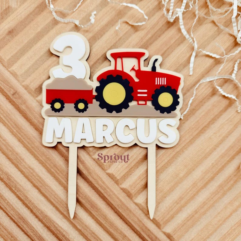 Personalised Tractor Cake Topper | Farm Birthday Cake Topper | Custom ...