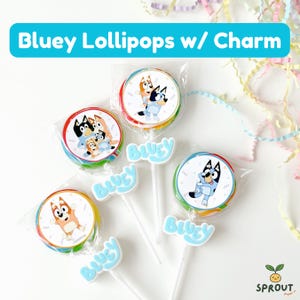 Bluey Party Lollipops with Charm | Kids Favour Gift | Birthday Souvenir Idea