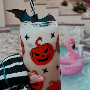 Jack-o’-Lantern Glass| Summerween Pumpkin Glass| Halloween Glass| Pumpkin Glass