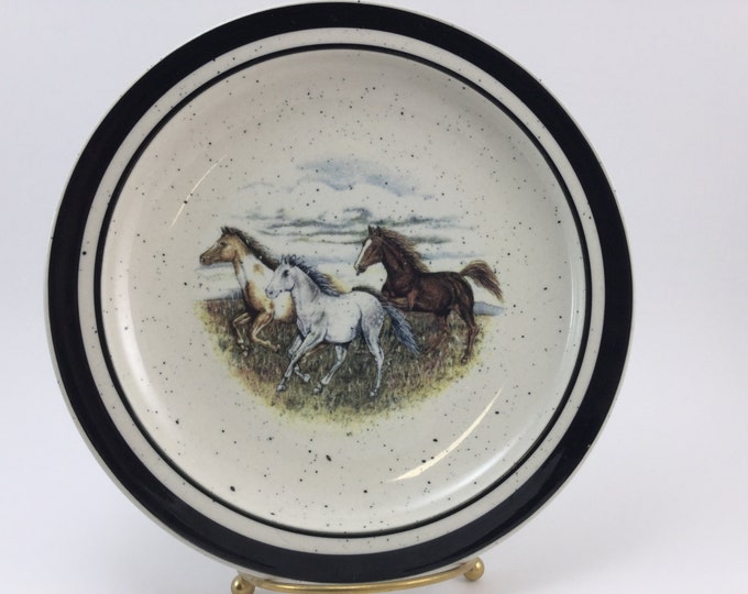 Folk Craft Running Horses by Scotty Z Scottyz Dinner Plate Stoneware Etsy