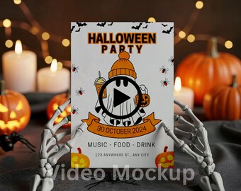 Halloween Karte Video Mockup: Gruselige Einladung Vorlage (PSD & JPG)