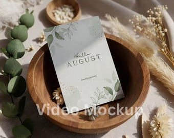 Rustikale Hochzeitseinladung Mockup: 4x6 Karte, Video, PSD