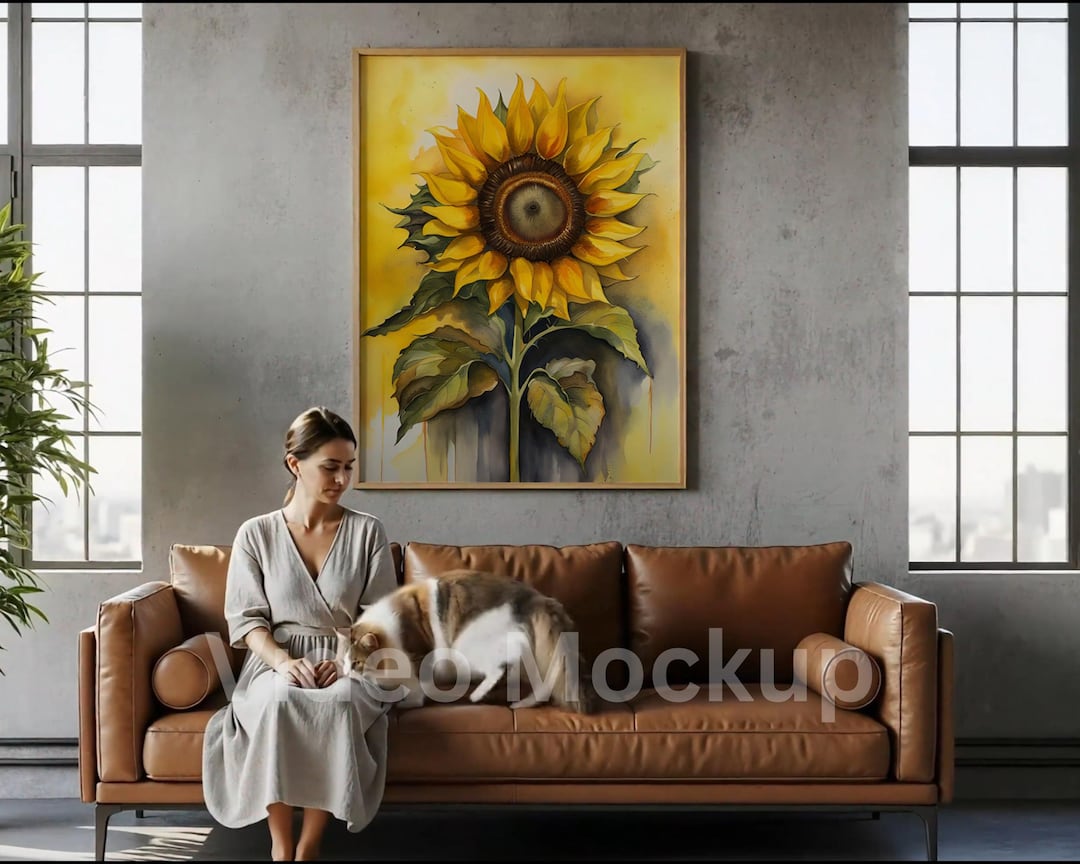 Animated Industrial Loft Art Mockup: Person & Cat (digital Download) - Etsy