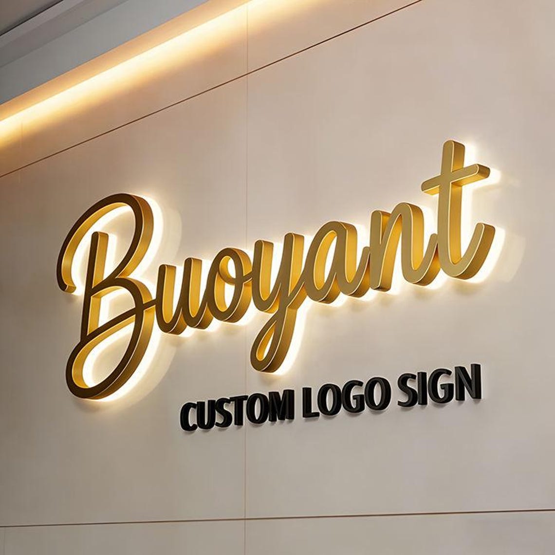 Custom 3D Metal Logo Sign | LED Backlit Business Signage, Office Wall ...