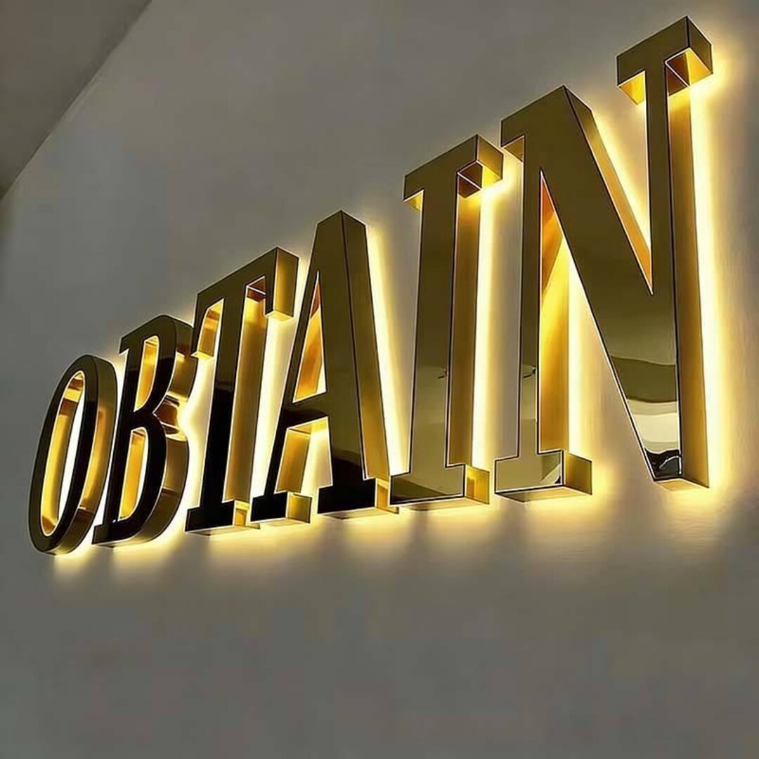 Custom 3D Metal Logo Sign | LED Backlit Business Signage, Office Wall ...
