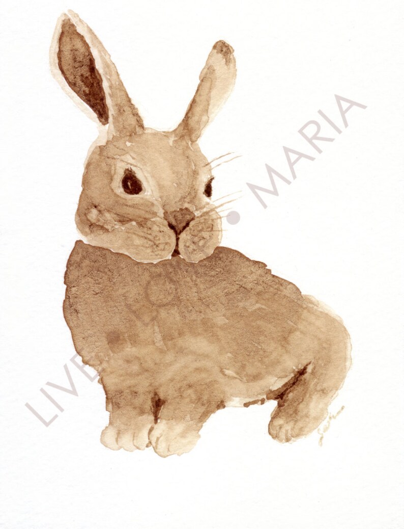 Coffee Bunny 1 4.5 x 5.5 original paining Etsy