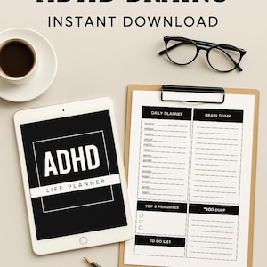 ADHD Life Planner Printable – Daily Focus Tracker, Executive Function, Task Organizer, Habit & Routine Planner