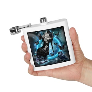 Gothic Skull & Stiletto Flask: Dark Glam Witchy Bachelorette Gift